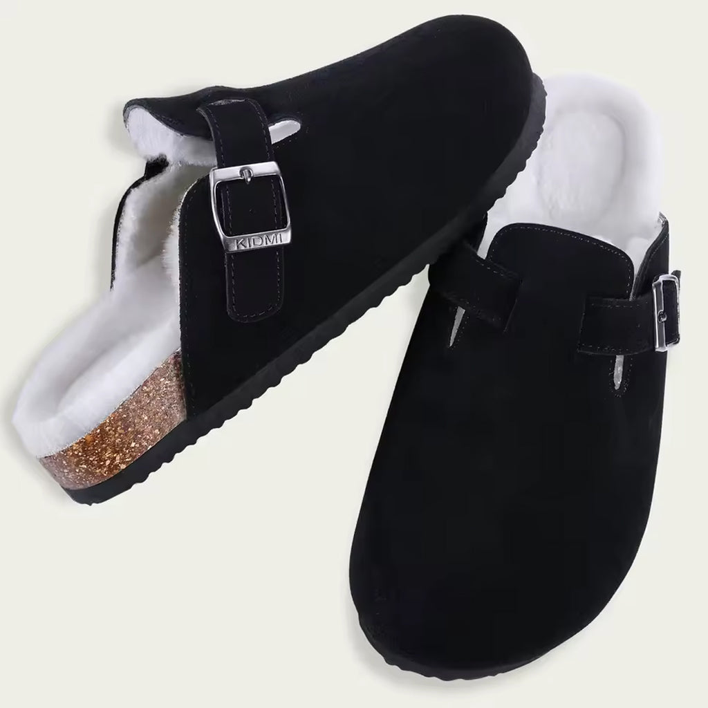 Mocassin sabot fourré en daim