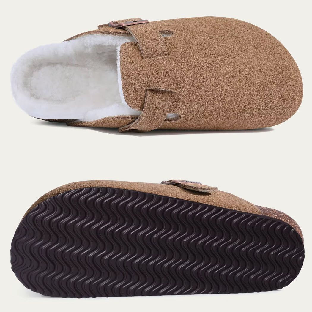 Mocassin sabot fourré en daim