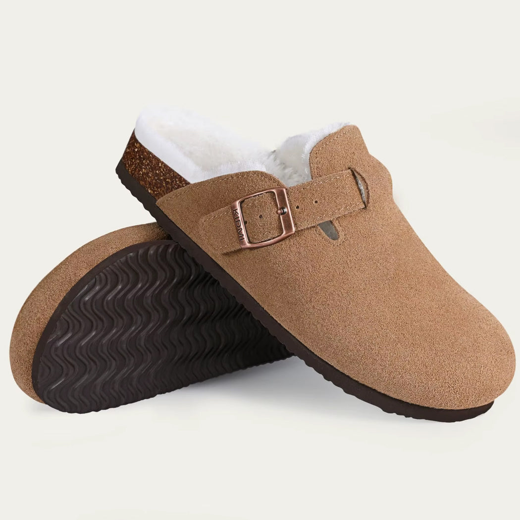 Mocassin sabot fourré en daim