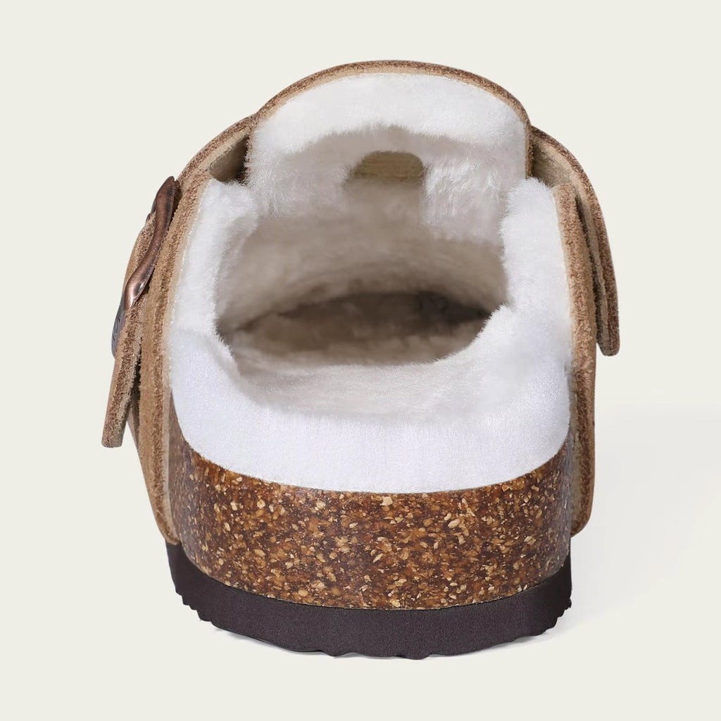 Mocassin sabot fourré en daim
