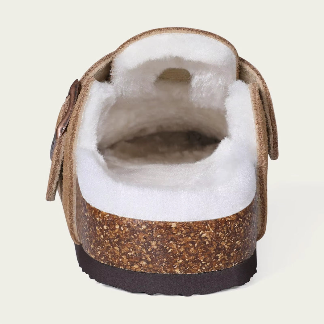 Mocassin sabot fourré en daim