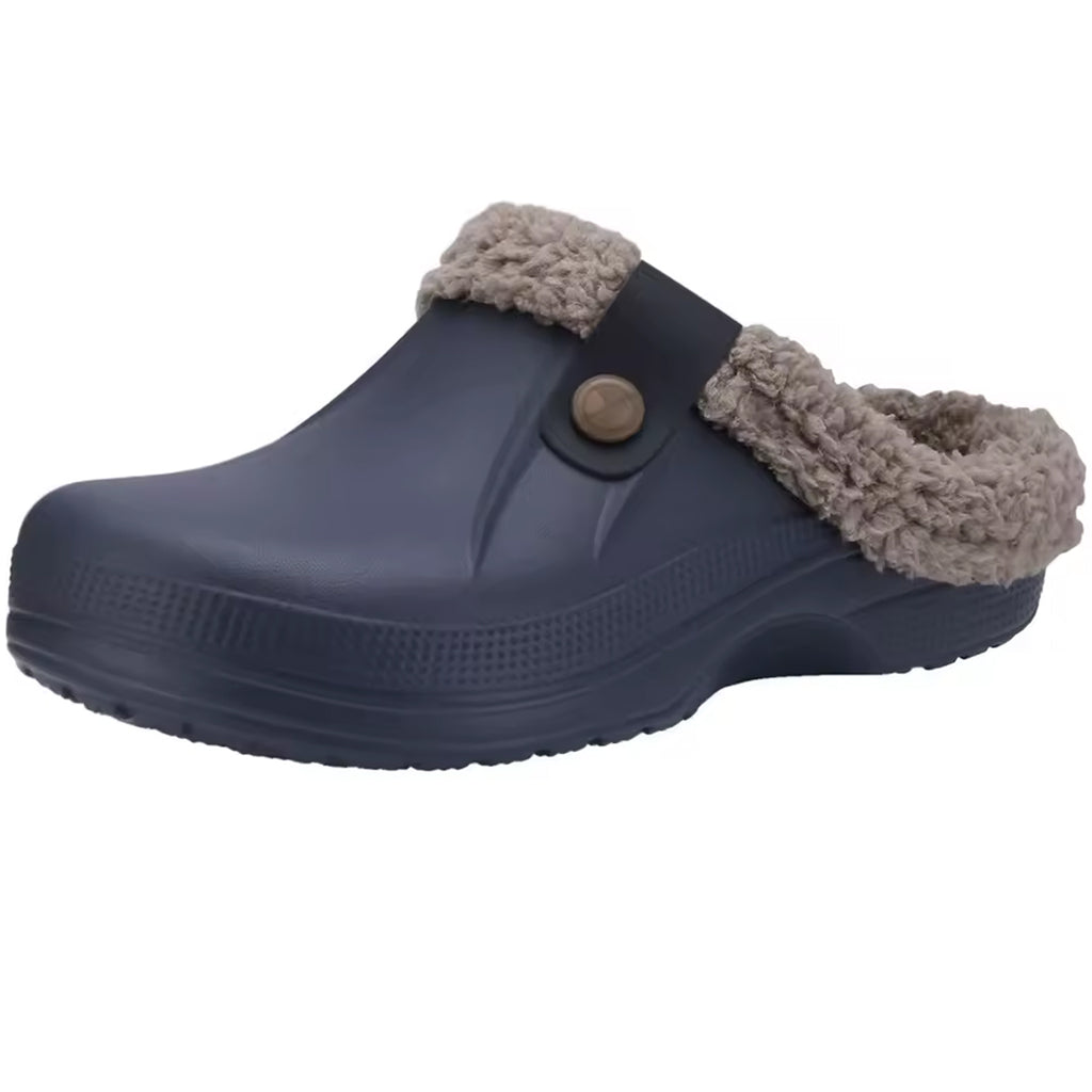 Mocassin sabot fourré en plastique pour femme