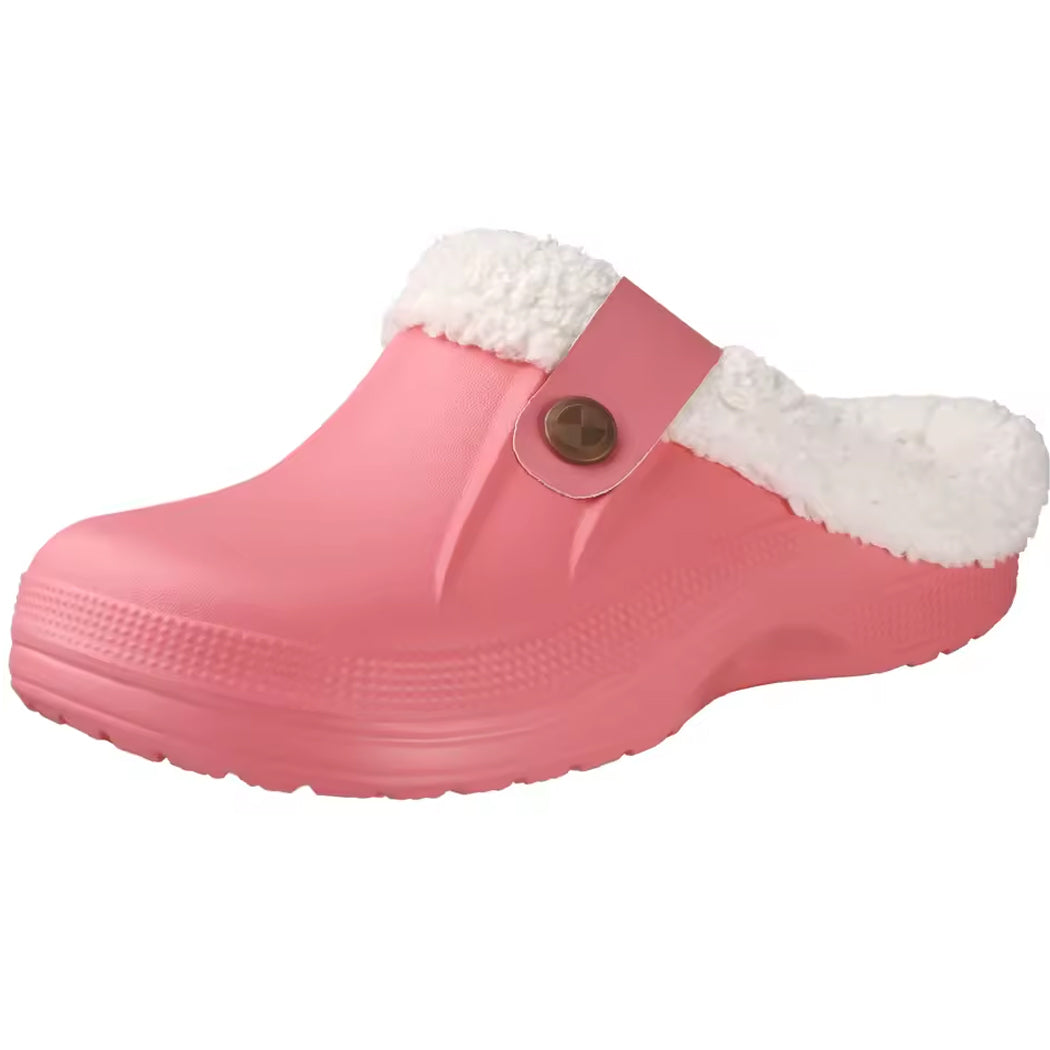 Mocassin sabot fourré en plastique pour femme