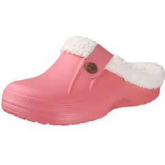Mocassin sabot fourré en plastique pour femme, Rose