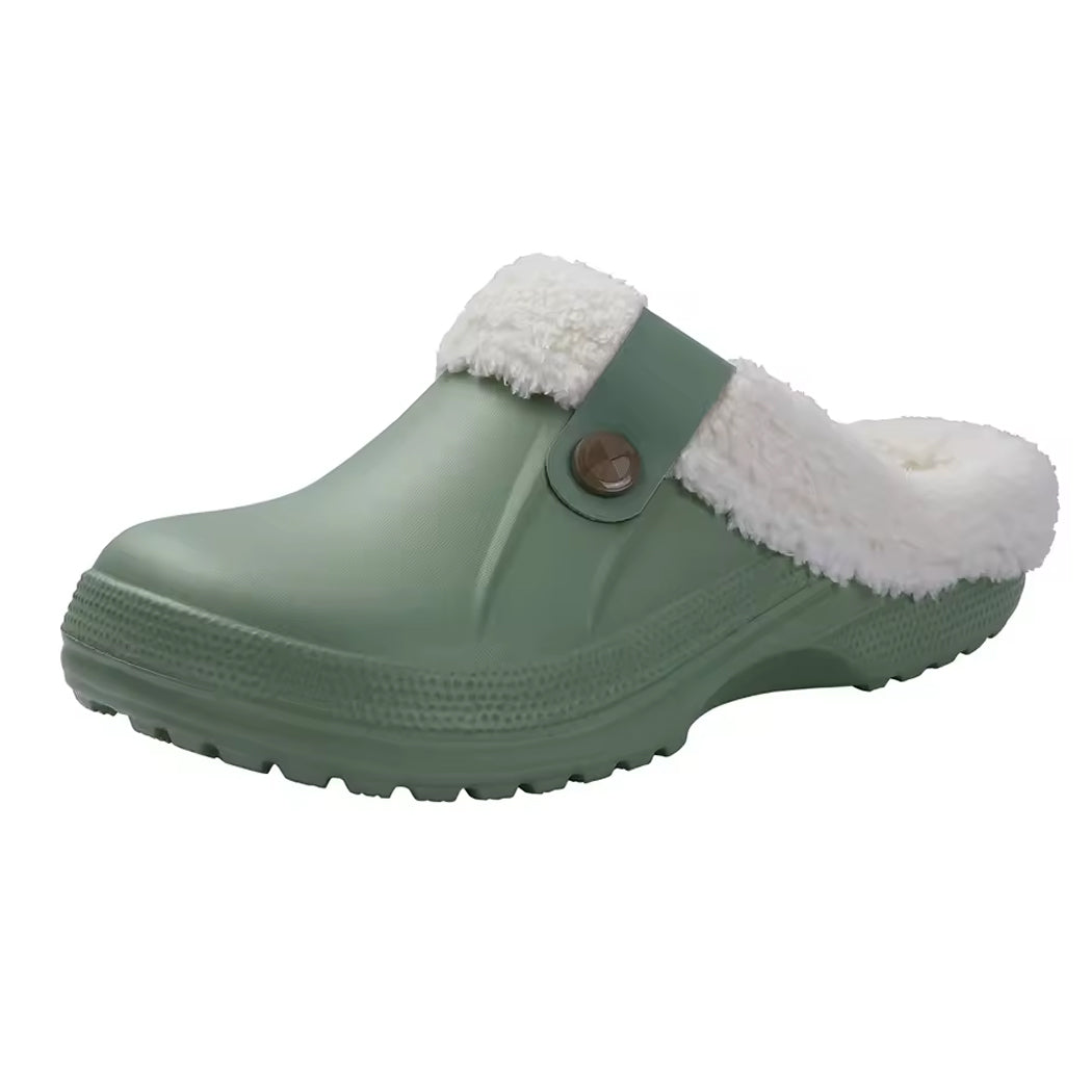 Mocassin sabot fourré en plastique pour femme