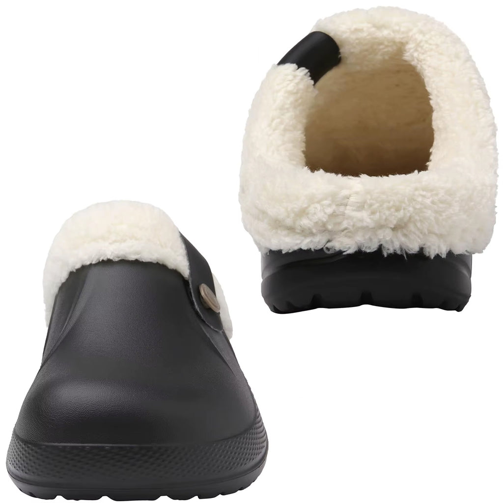 Mocassin sabot fourré en plastique pour femme