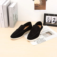 Mocassins Stefano en daim, style old money, Noir