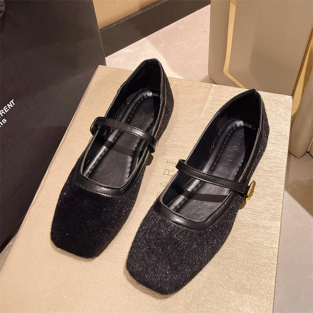 Mocassin style ballerine plate avec boucle sur le dessus