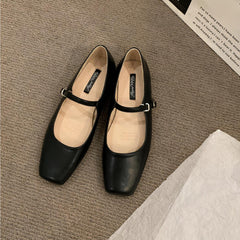 Mocassin Mary Jane à bout carré, Noir