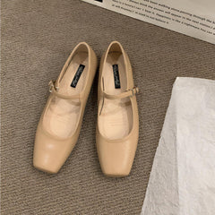 Mocassin Mary Jane à bout carré, Beige