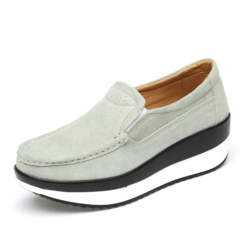 Mocassins à semelle compensée en daim pour femme