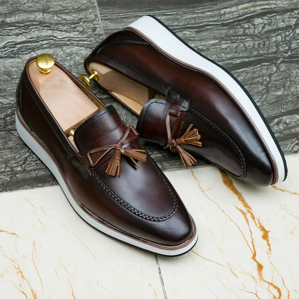 Mocassins à pampilles en cuir pour homme