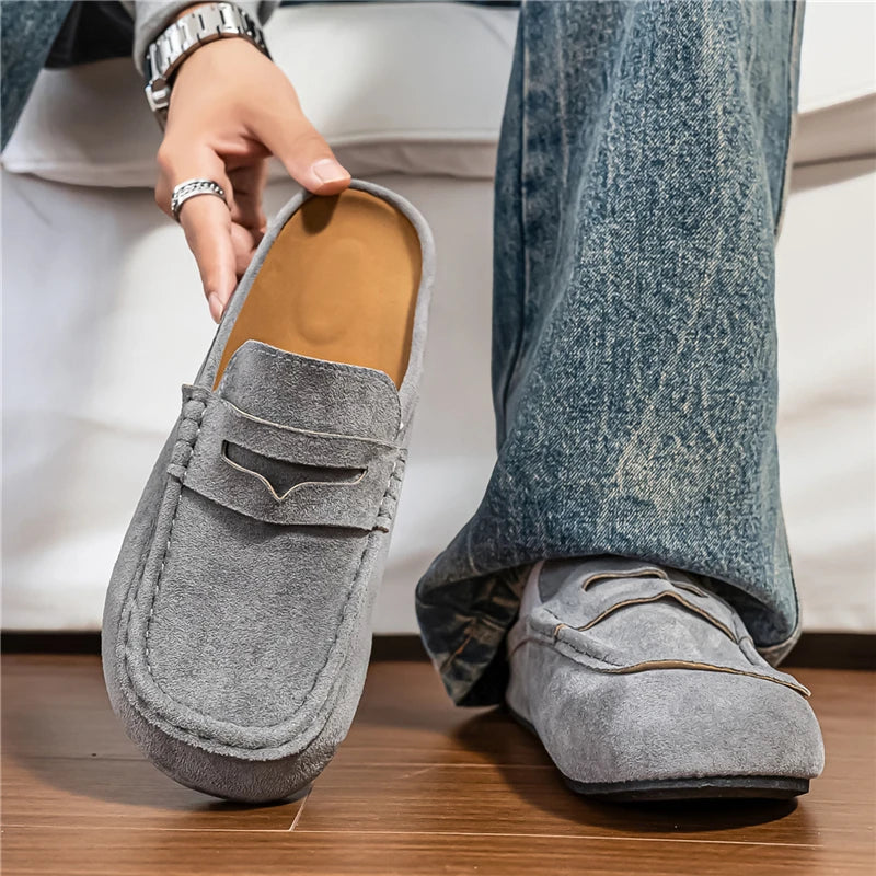 Mule à lacets en flanelle pour homme