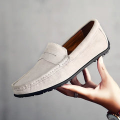 Mocassins de conduite daim homme, semelle crantée, 5 coloris, Gris clair
