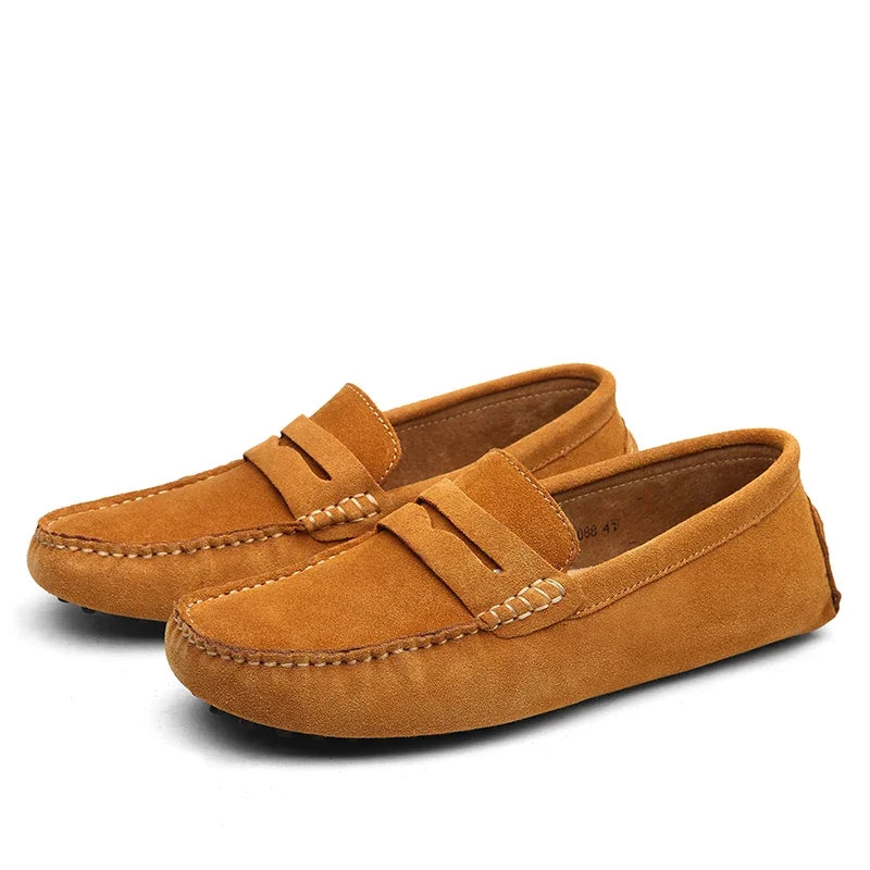 Mocassins de conduite en daim pour homme, coloris Camel