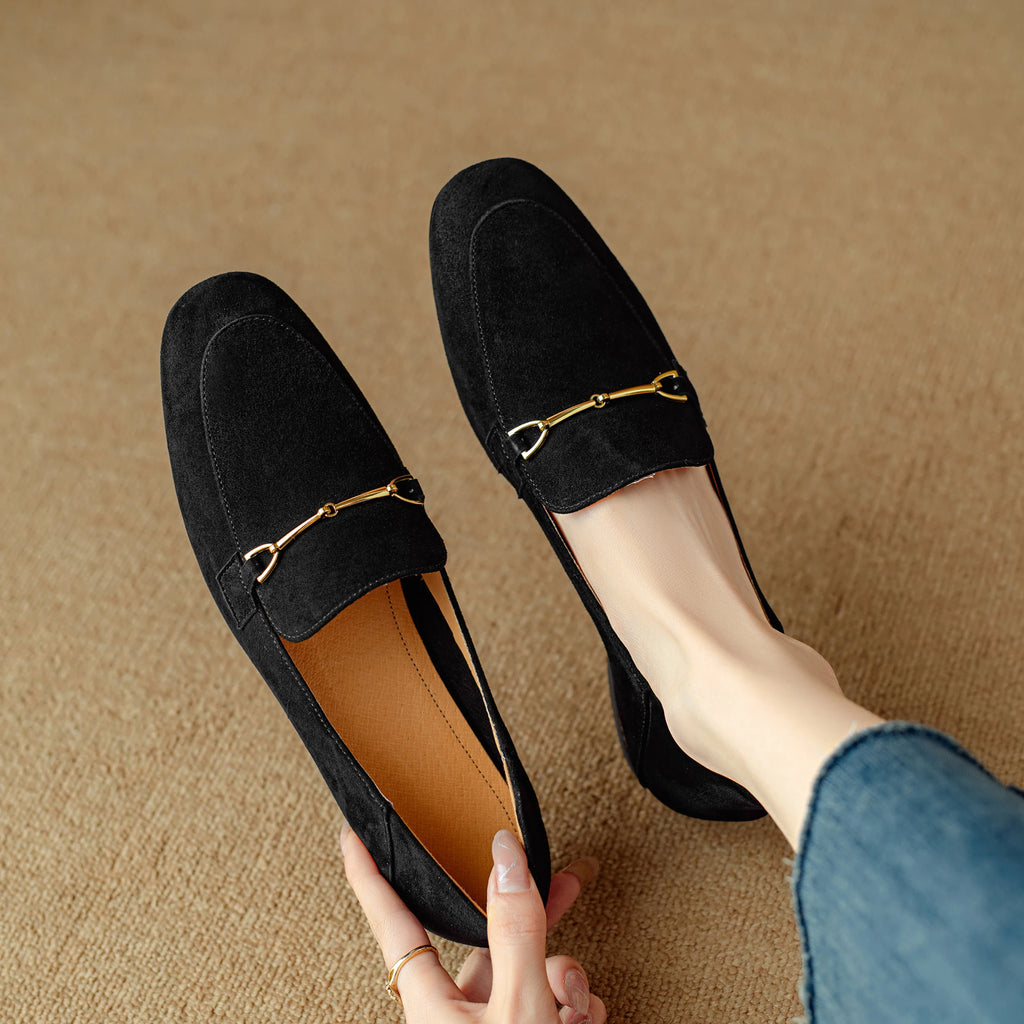 Mocassins en cuir à boucle métallique pour femme