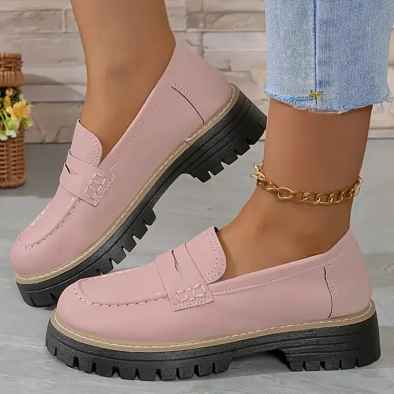 Mocassins plateforme unis pour femme, coloris Rose