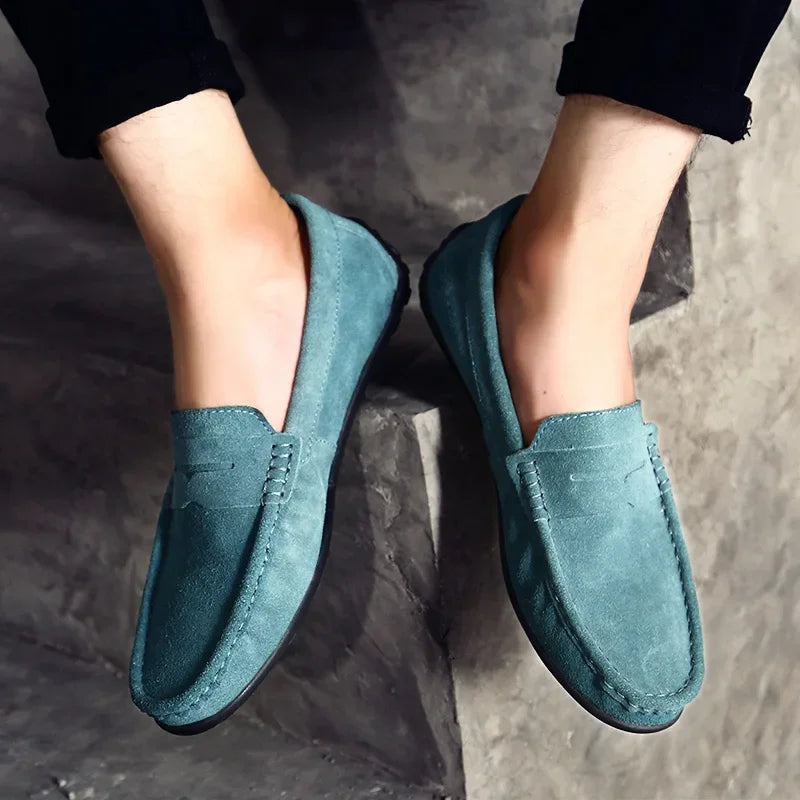 Mocassins penny en daim pour homme