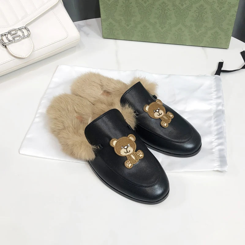 Mule fourrée à étoiles pour femme