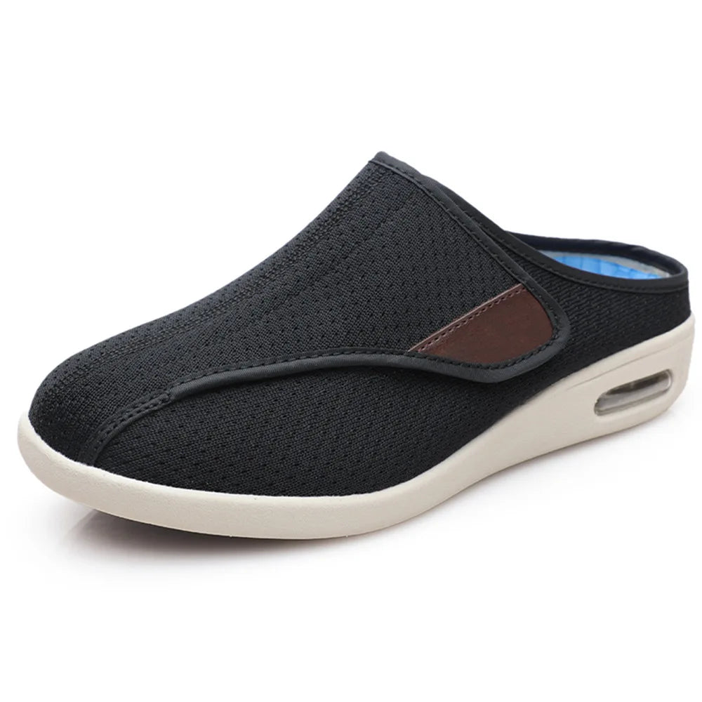 Mules orthopédiques à scratch en maille unie, mixtes, coloris Noir