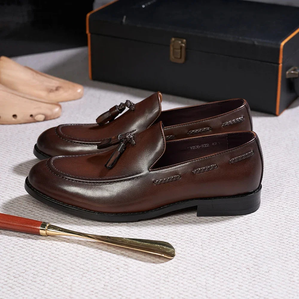 Mocassins à pampilles en cuir pour homme