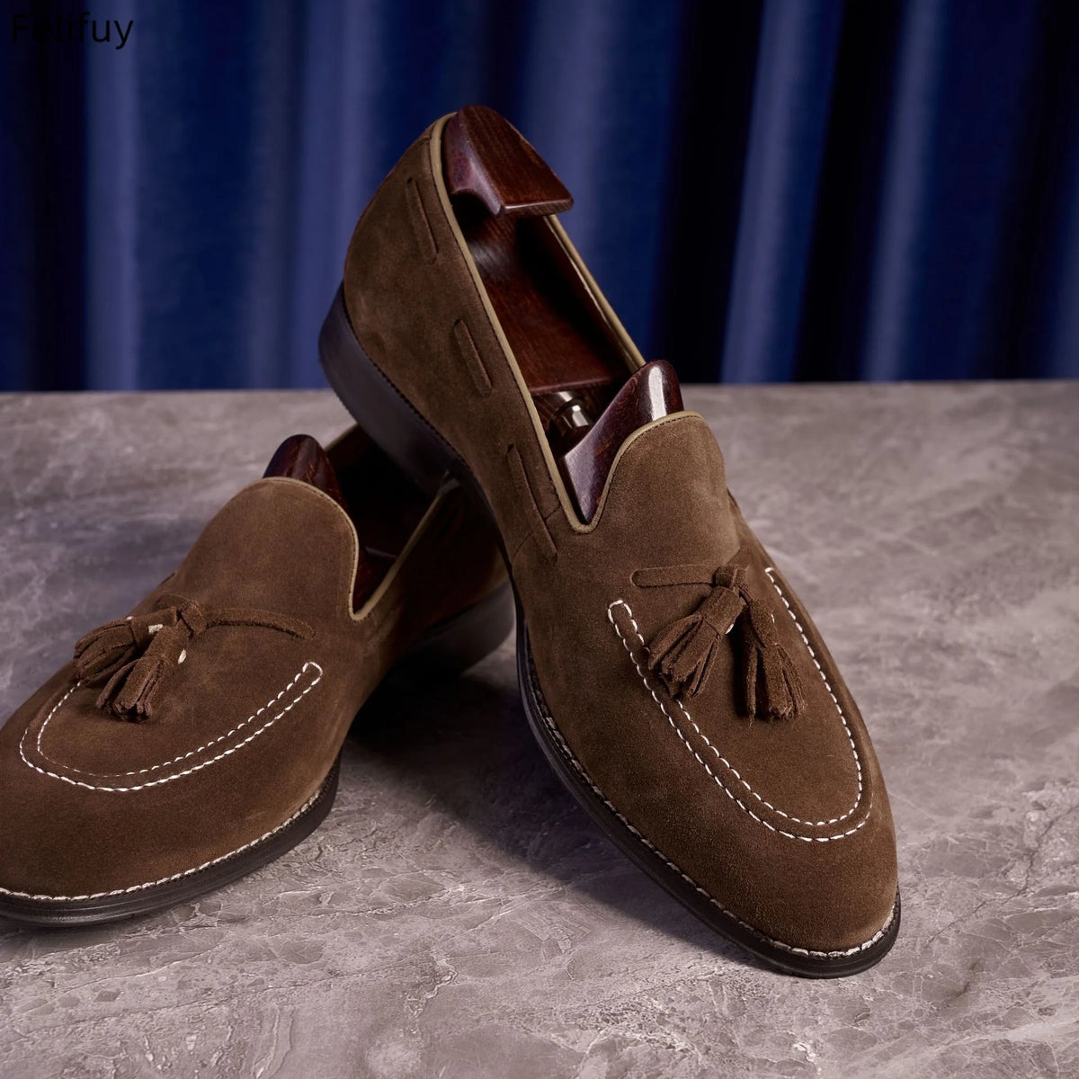 Mocassins à pampilles en daim pour homme