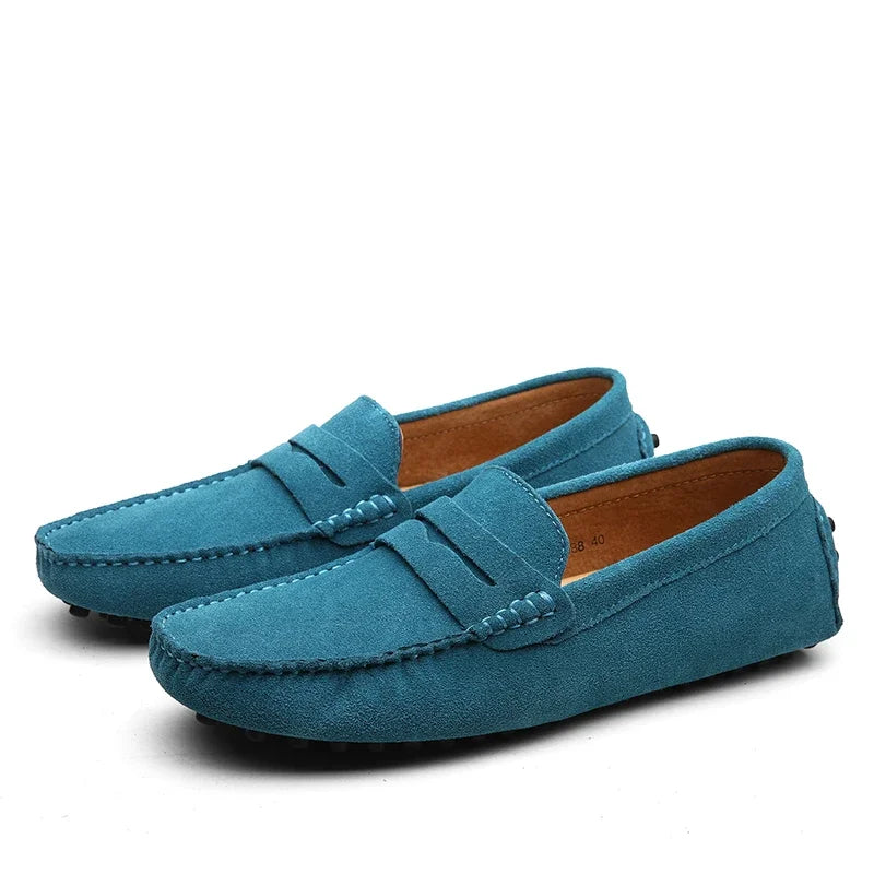 Mocassins de conduite en daim pour homme, coloris Turquoise
