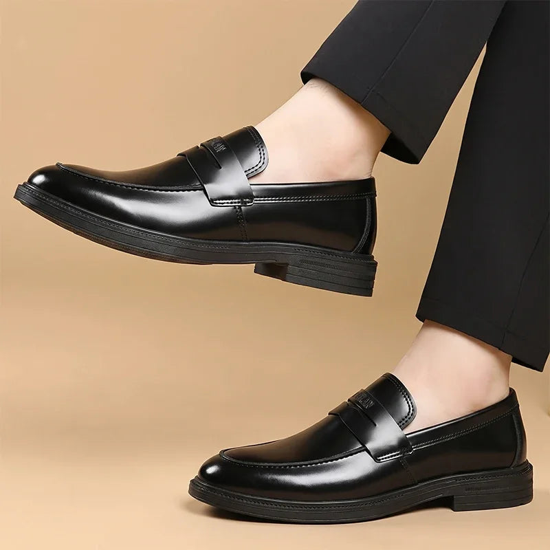 Mocassins noirs à semelle épaisse pour homme