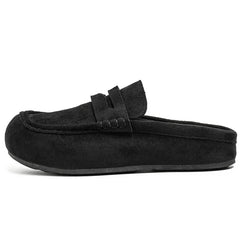 Mules mocassin homme à plateforme sans talon arrière, Noir