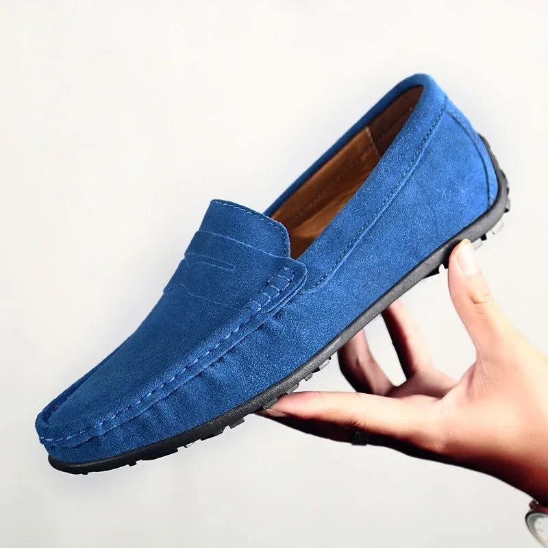 Mocassins de conduite en daim pour homme, coloris Bleu roi