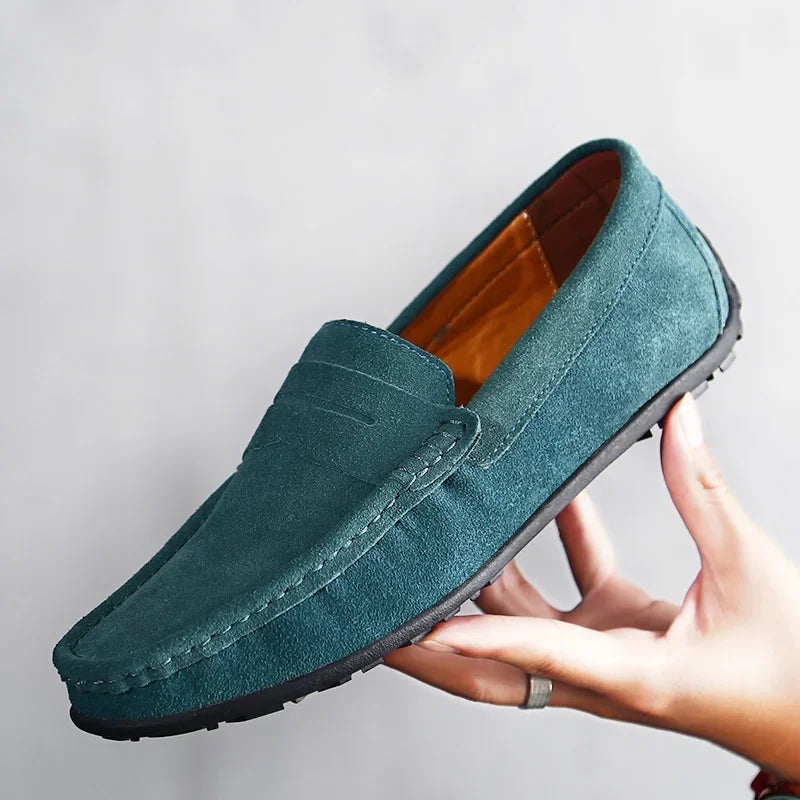 Mocassins de conduite en daim pour homme, coloris Vert