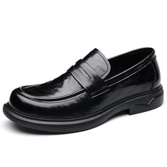 Mocassins homme semelle épaisse en cuir avec penny loafer, Noir