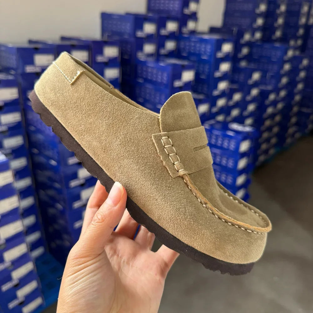 Mule sabot en daim de vache pour femme et homme, coloris Sable