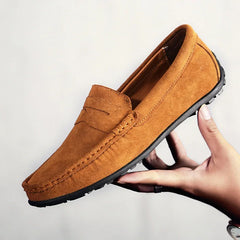 Mocassins de conduite daim homme, semelle crantée, 5 coloris, Camel