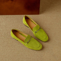 Mocassin femme boucle dorée et coloris vifs, Vert