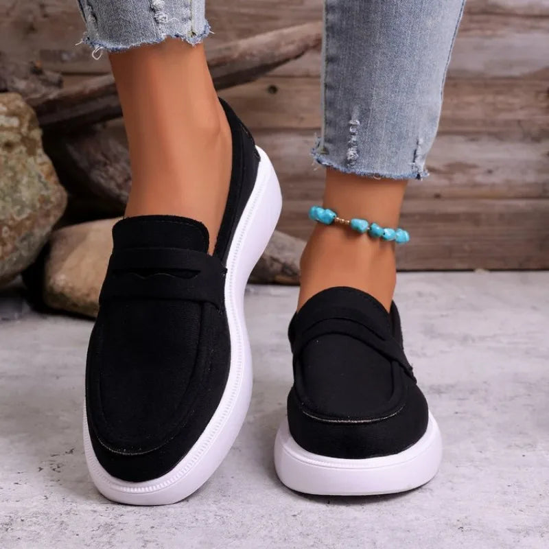 Mocassins à semelle épaisse blanche pour femme