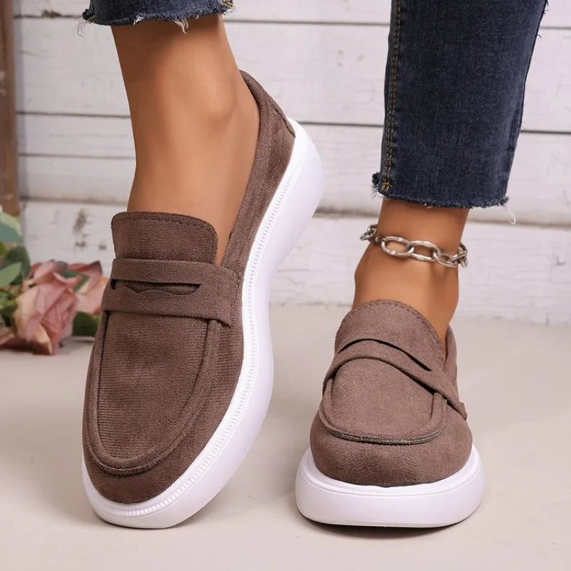 Mocassins à semelle épaisse blanche pour femme