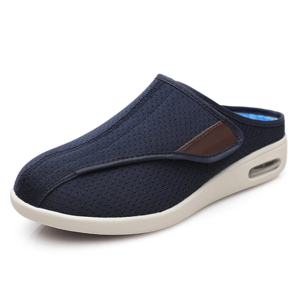 Mules orthopédiques à scratch en maille unie, mixtes, coloris Bleu marine