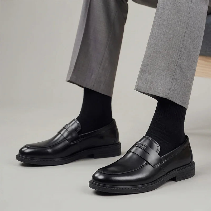 Mocassins noirs à semelle épaisse pour homme