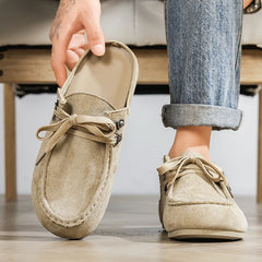 Mocassin sans lacet homme en daim synthétique gris, Beige