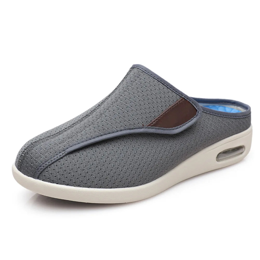 Mules orthopédiques à scratch en maille unie, mixtes, coloris Gris