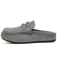 Mules mocassin homme à plateforme sans talon arrière, Gris