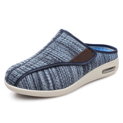 Mules orthopédiques à scratch en maille chinée, Bleu