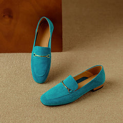Mocassin femme boucle dorée et coloris vifs, Turquoise