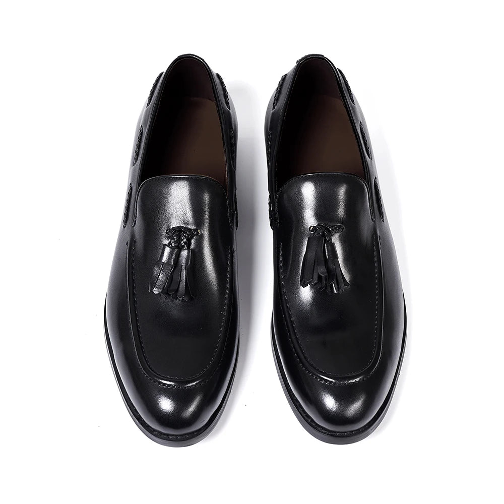 Mocassins à pampilles en cuir pour homme, coloris Noir