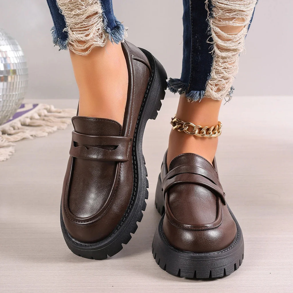 Mocassins plateforme à semelle crantée pour femme