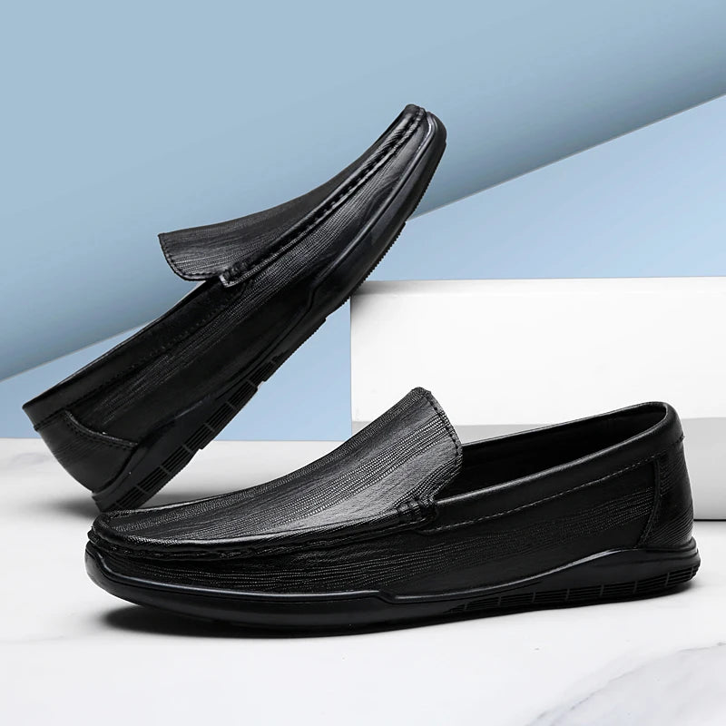 Mocassins souples en cuir lisse pour homme