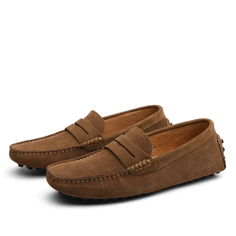 Mocassins de conduite en daim pour homme, coloris Marron
