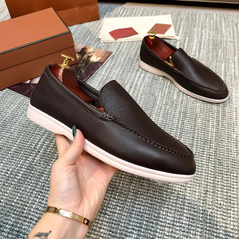 Mocassins à enfiler en similicuir pour homme, coloris Marron