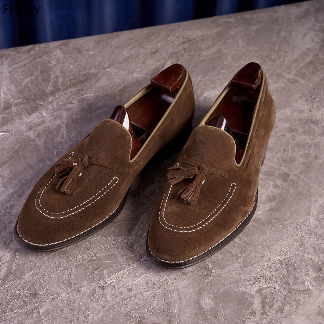 Mocassins à pampilles en daim pour homme
